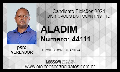 Candidato ALADIM 2024 - DIVINÓPOLIS DO TOCANTINS - Eleições