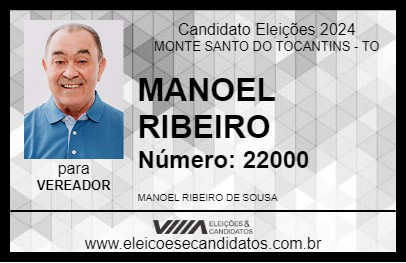 Candidato MANOEL RIBEIRO 2024 - MONTE SANTO DO TOCANTINS - Eleições