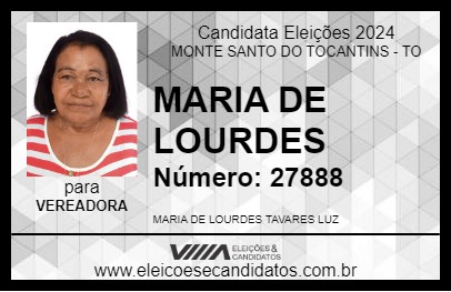 Candidato MARIA DE LOURDES 2024 - MONTE SANTO DO TOCANTINS - Eleições