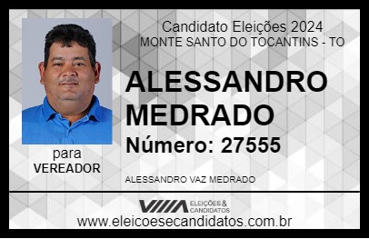 Candidato ALESSANDRO MEDRADO 2024 - MONTE SANTO DO TOCANTINS - Eleições