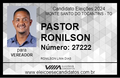 Candidato PASTOR RONILSON 2024 - MONTE SANTO DO TOCANTINS - Eleições