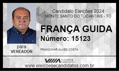 Candidato FRANÇA GUIDA 2024 - MONTE SANTO DO TOCANTINS - Eleições