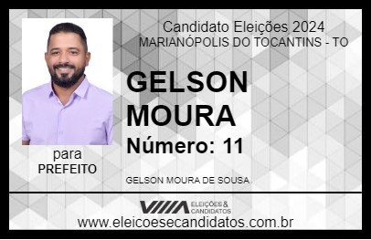 Candidato GELSON MOURA 2024 - MARIANÓPOLIS DO TOCANTINS - Eleições