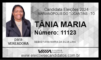 Candidato TÂNIA MARIA  2024 - MARIANÓPOLIS DO TOCANTINS - Eleições