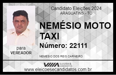 Candidato NEMÉSIO MOTO TAXI 2024 - ARAGUATINS - Eleições