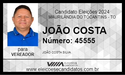 Candidato JOÃO COSTA 2024 - MAURILÂNDIA DO TOCANTINS - Eleições