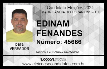 Candidato EDINAN FERNANDES 2024 - MAURILÂNDIA DO TOCANTINS - Eleições