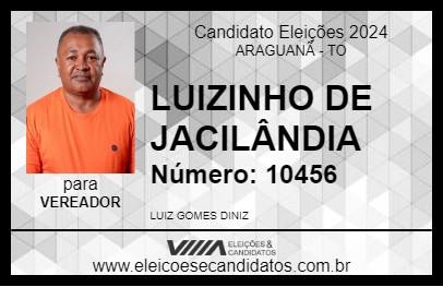 Candidato LUIZINHO DE JACILÂNDIA 2024 - ARAGUANÃ - Eleições