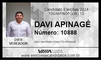 Candidato DAVI APINAGÉ 2024 - TOCANTINÓPOLIS - Eleições