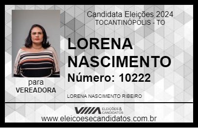 Candidato LORENA NASCIMENTO 2024 - TOCANTINÓPOLIS - Eleições