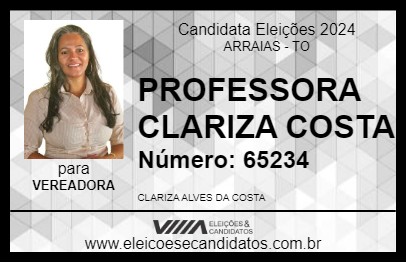 Candidato PROFESSORA CLARIZA COSTA 2024 - ARRAIAS - Eleições