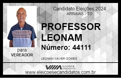 Candidato PROFESSOR LEONAM 2024 - ARRAIAS - Eleições