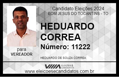 Candidato HEDUARDO CORREA 2024 - BOM JESUS DO TOCANTINS - Eleições