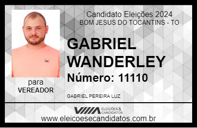 Candidato GABRIEL WANDERLEY 2024 - BOM JESUS DO TOCANTINS - Eleições