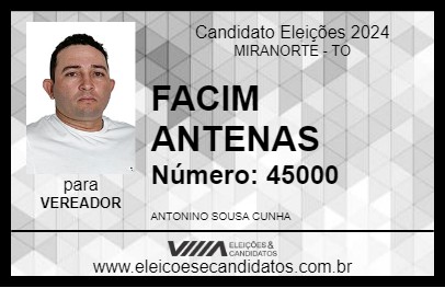 Candidato FACIM ANTENAS 2024 - MIRANORTE - Eleições