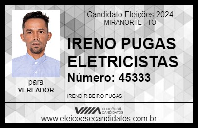 Candidato IRENO PUGAS ELETRICISTAS 2024 - MIRANORTE - Eleições