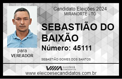 Candidato SEBASTIÃO DO BAIXÃO 2024 - MIRANORTE - Eleições