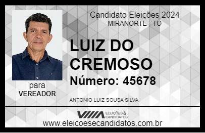 Candidato LUIZ DO CREMOSO 2024 - MIRANORTE - Eleições