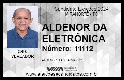 Candidato ALDENOR DA ELETRÔNICA 2024 - MIRANORTE - Eleições