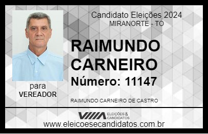 Candidato RAIMUNDO CARNEIRO 2024 - MIRANORTE - Eleições