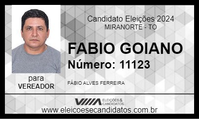 Candidato FABIO GOIANO 2024 - MIRANORTE - Eleições