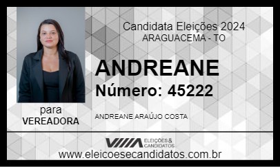 Candidato ANDREANE 2024 - ARAGUACEMA - Eleições