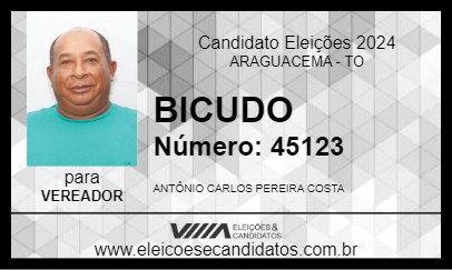 Candidato BICUDO 2024 - ARAGUACEMA - Eleições