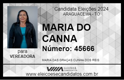 Candidato MARIA DO CANNA 2024 - ARAGUACEMA - Eleições