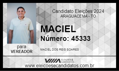 Candidato MACIEL 2024 - ARAGUACEMA - Eleições