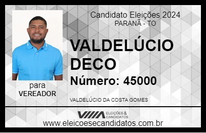 Candidato VALDELÚCIO DECO 2024 - PARANÃ - Eleições