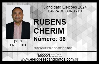 Candidato RUBENS CHERIM 2024 - BARRA DO OURO - Eleições