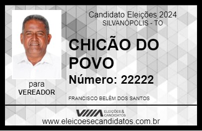 Candidato CHICÃO DO POVO 2024 - SILVANÓPOLIS - Eleições