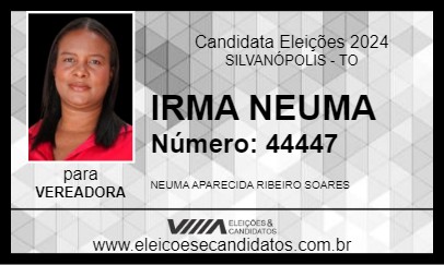 Candidato IRMA NEUMA 2024 - SILVANÓPOLIS - Eleições