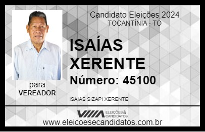 Candidato ISAÍAS XERENTE 2024 - TOCANTÍNIA - Eleições