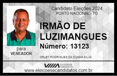 Candidato IRMÃO DE LUZIMANGUES 2024 - PORTO NACIONAL - Eleições