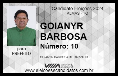 Candidato GOIANYR BARBOSA 2024 - ALMAS - Eleições