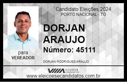 Candidato DORJAN ARAUJO 2024 - PORTO NACIONAL - Eleições