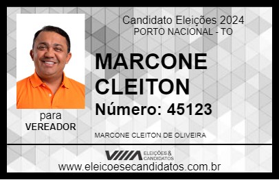 Candidato MARCONE CLEITON 2024 - PORTO NACIONAL - Eleições