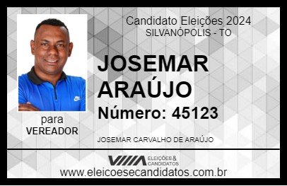 Candidato JOSEMAR ARAÚJO 2024 - SILVANÓPOLIS - Eleições