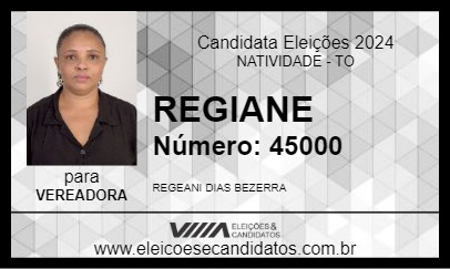 Candidato REGIANE 2024 - NATIVIDADE - Eleições