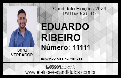 Candidato EDUARDO RIBEIRO 2024 - PAU D\ARCO - Eleições