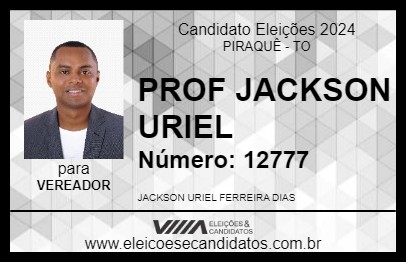 Candidato PROF JACKSON URIEL 2024 - PIRAQUÊ - Eleições