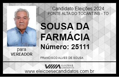 Candidato SOUSA DA FARMÁCIA 2024 - PONTE ALTA DO TOCANTINS - Eleições