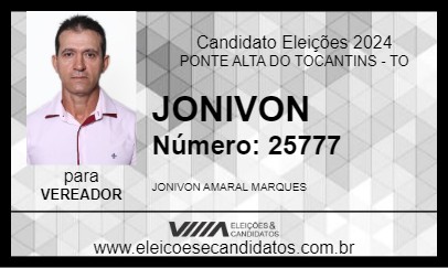 Candidato JONIVON 2024 - PONTE ALTA DO TOCANTINS - Eleições