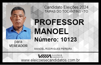 Candidato PROFESSOR MANOEL 2024 - TAIPAS DO TOCANTINS - Eleições