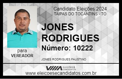 Candidato JONES RODRIGUES 2024 - TAIPAS DO TOCANTINS - Eleições