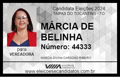 Candidato MÁRCIA DE BELINHA 2024 - TAIPAS DO TOCANTINS - Eleições