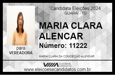 Candidato MARIA CLARA ALENCAR 2024 - GUARAÍ - Eleições