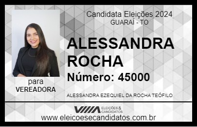 Candidato ALESSANDRA ROCHA 2024 - GUARAÍ - Eleições