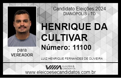 Candidato HENRIQUE DA CULTIVAR 2024 - DIANÓPOLIS - Eleições